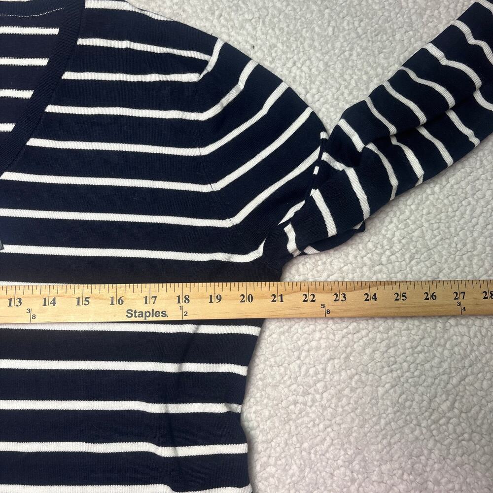 DKNY Top Womens XL Black White Striped Peplum V-Neck Knit Long Sleeve NWT - Picture 10 of 10